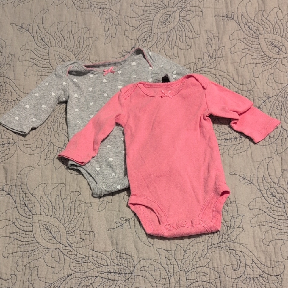 Child of Mine Pink and Gray Bodysuit Set